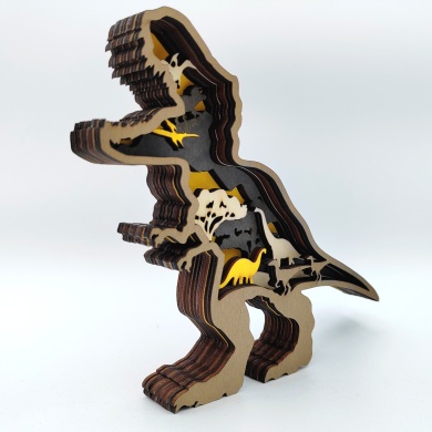 Sculpture T-rex en bois
