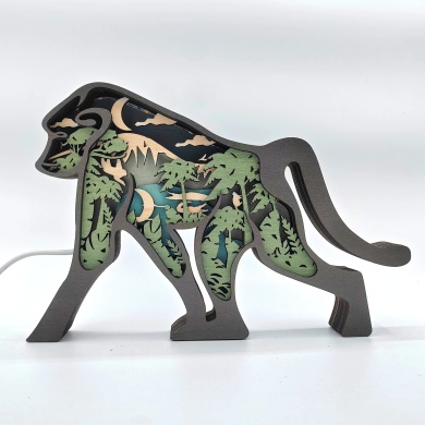 Lampe singe en bois - USB