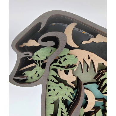Lampe singe en bois - USB