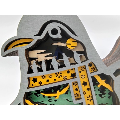 Lampe pingouin en bois