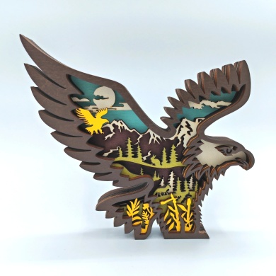 Sculpture aigle volant en bois