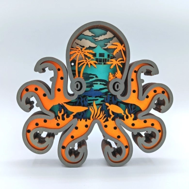 Sculpture pieuvre en bois