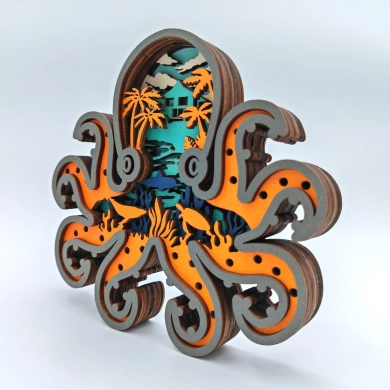 Sculpture pieuvre en bois