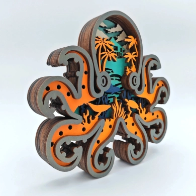 Sculpture pieuvre en bois