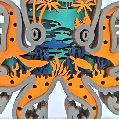 Sculpture pieuvre en bois