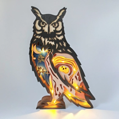 Sculpture hibou en bois