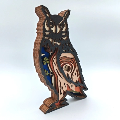 Sculpture hibou en bois