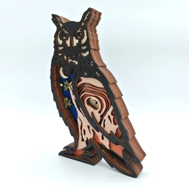 Sculpture hibou en bois