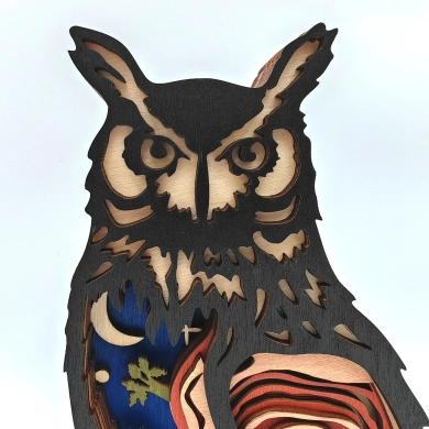 Sculpture hibou en bois