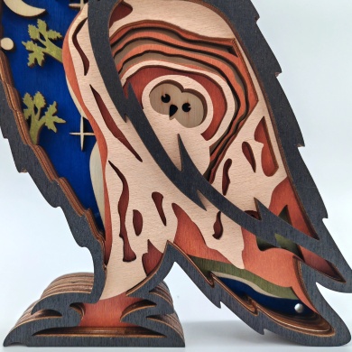 Sculpture hibou en bois