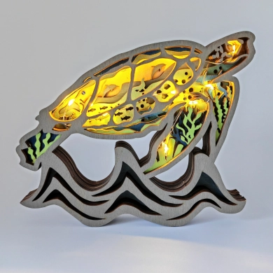 Sculpture tortue marine en bois