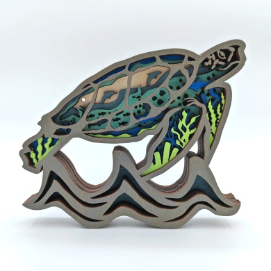 Sculpture tortue marine en bois