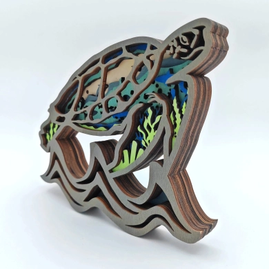 Sculpture tortue marine en bois
