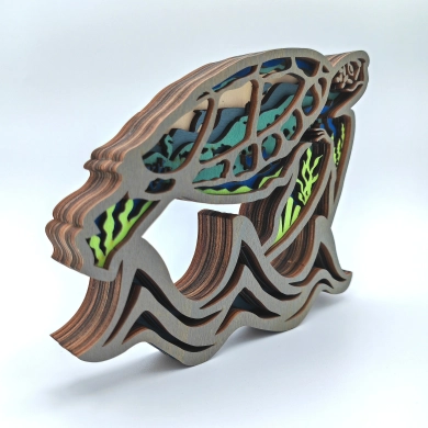 Sculpture tortue marine en bois