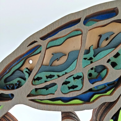 Sculpture tortue marine en bois