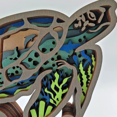 Sculpture tortue marine en bois