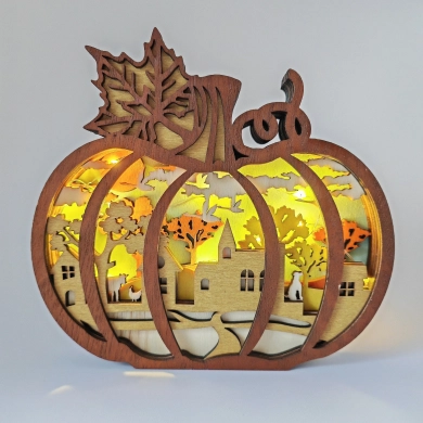 Sculpture citrouille en bois