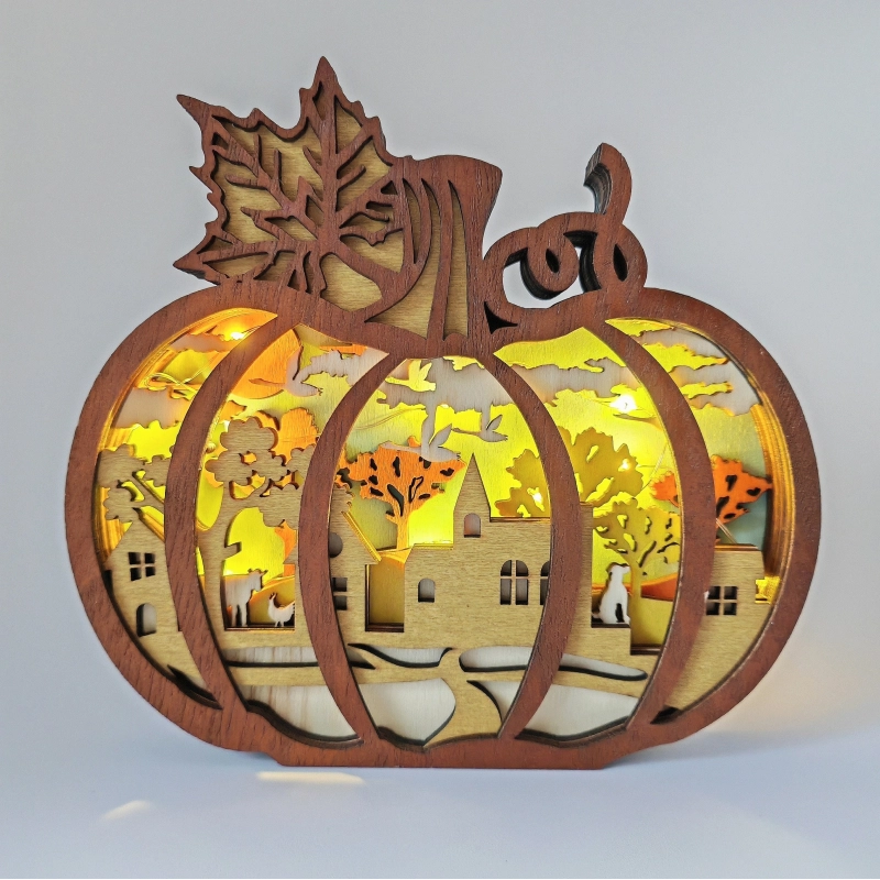 Sculpture citrouille en bois