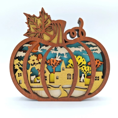 Sculpture citrouille en bois