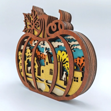 Sculpture citrouille en bois