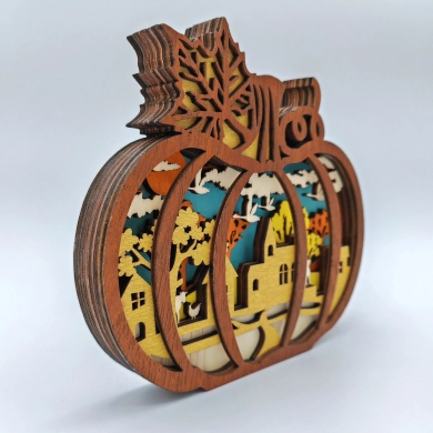 Sculpture citrouille en bois