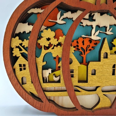 Sculpture citrouille en bois