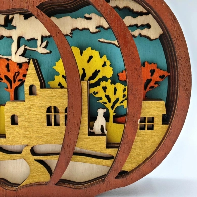 Sculpture citrouille en bois