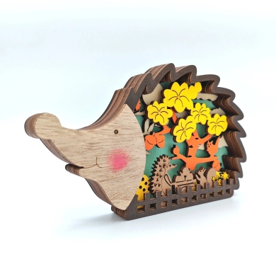 Sculpture hérisson en bois