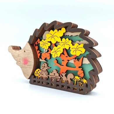 Sculpture hérisson en bois