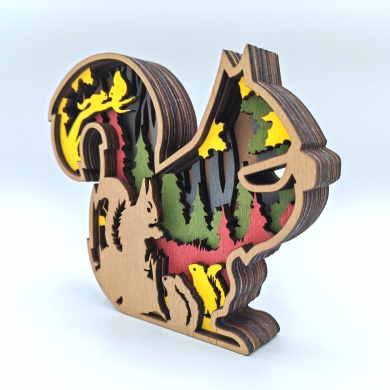 Sculpture écureuil en bois