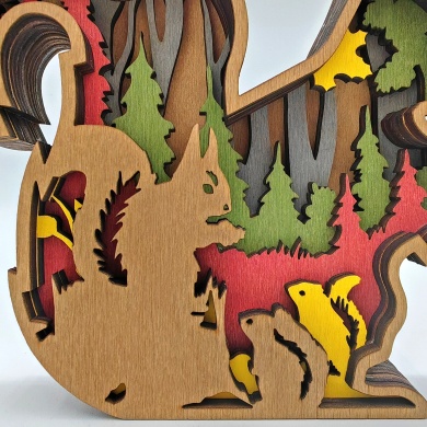 Sculpture écureuil en bois