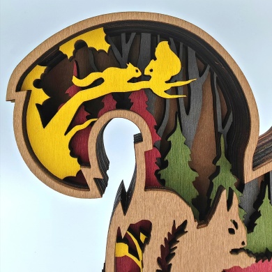 Sculpture écureuil en bois