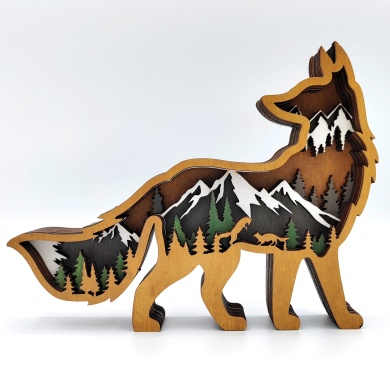 Sculpture renard en bois