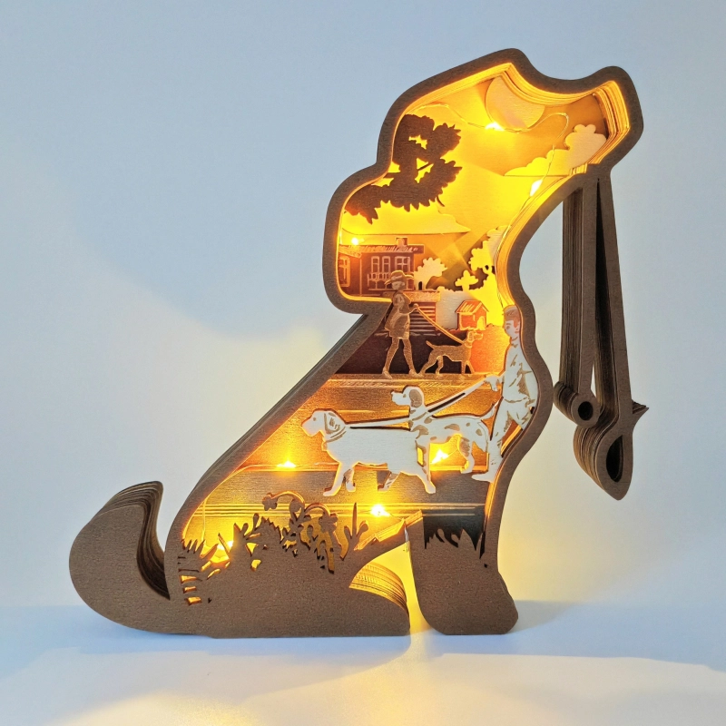 Sculpture chien en balade en bois Sculpture chien en balade en bois