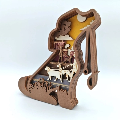 Sculpture chien en balade en bois