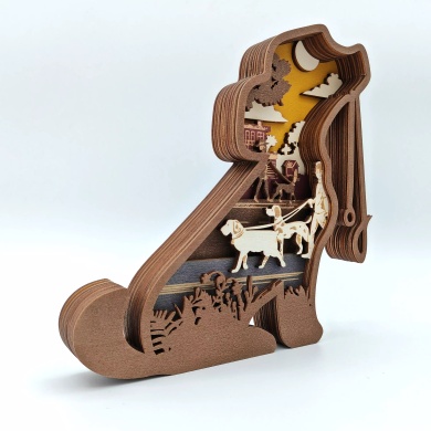 Sculpture chien en balade en bois