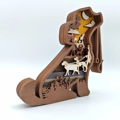 Sculpture chien en balade en bois