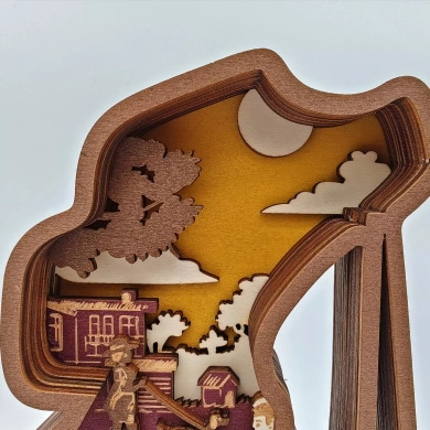 Sculpture chien en balade en bois