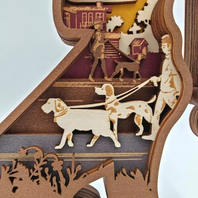 Sculpture chien en balade en bois