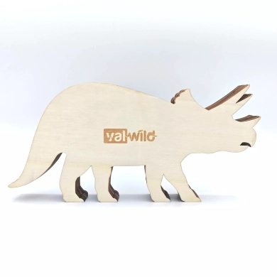 Sculpture grand tricératops en bois