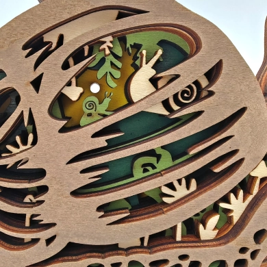 Sculpture escargot en bois