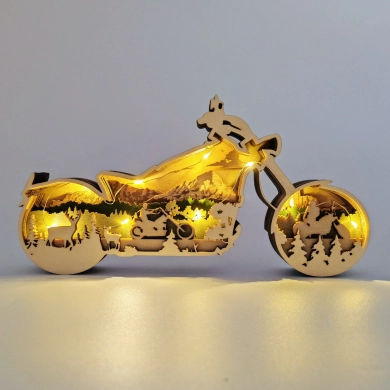Sculpture moto en bois
