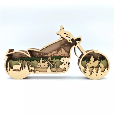 Sculpture moto en bois