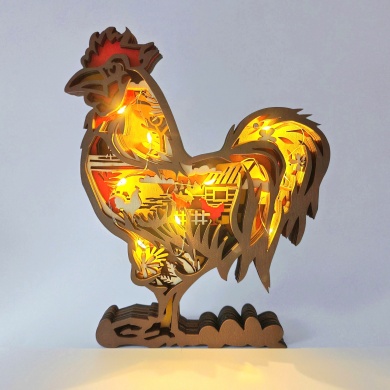 Sculpture coq en bois