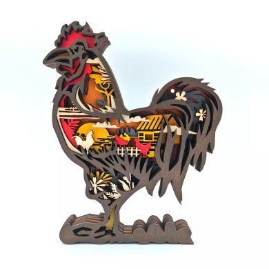 Sculpture coq en bois