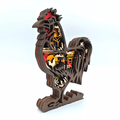 Sculpture coq en bois