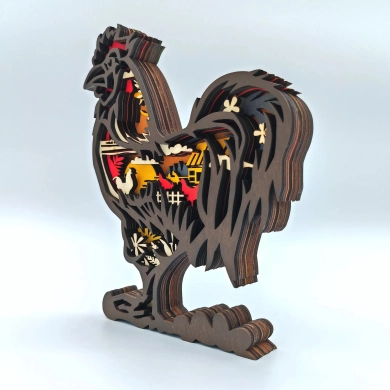 Sculpture coq en bois