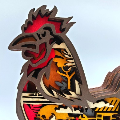 Sculpture coq en bois