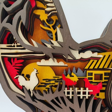 Sculpture coq en bois