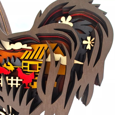 Sculpture coq en bois